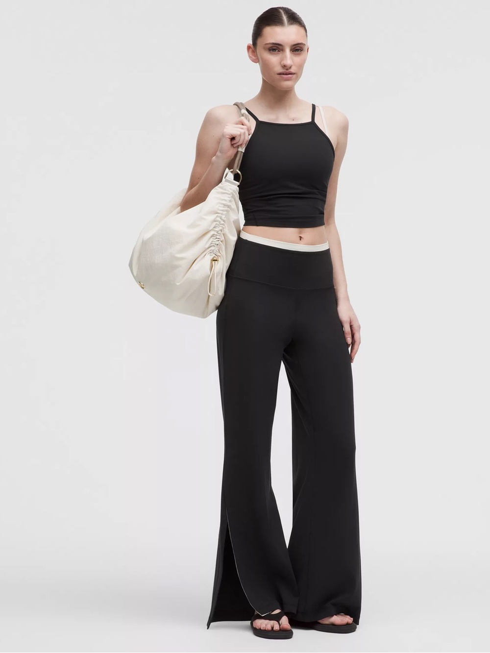 lululemon athletica Black Wide-Leg Split Hem Yoga Pants